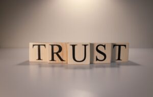 Word trust spelled out in blocks