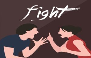 couple fight man woman screaming argue shouting to each other conflict